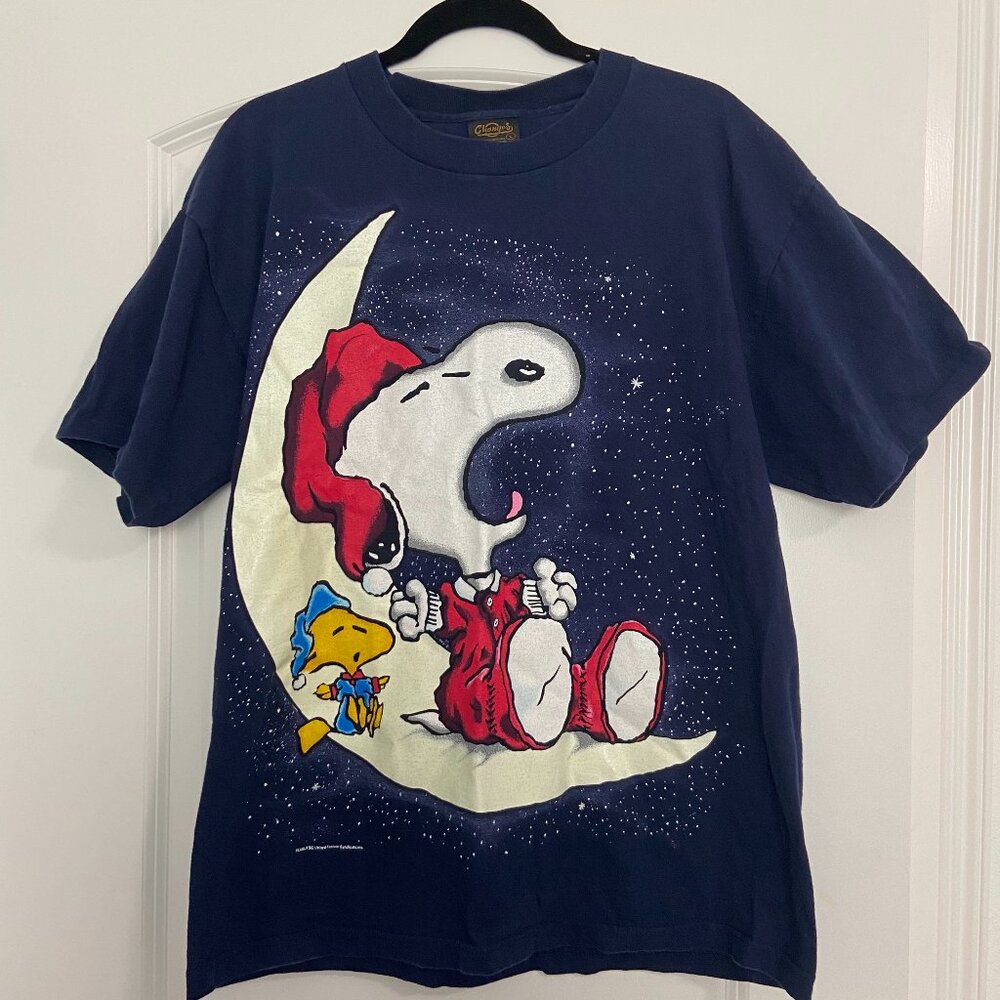 Vintage Peanuts Snoopy Glow In the Dark Oversized T-Shirt in Navy